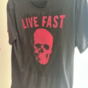 John Varvatos Black Red Skull Tee